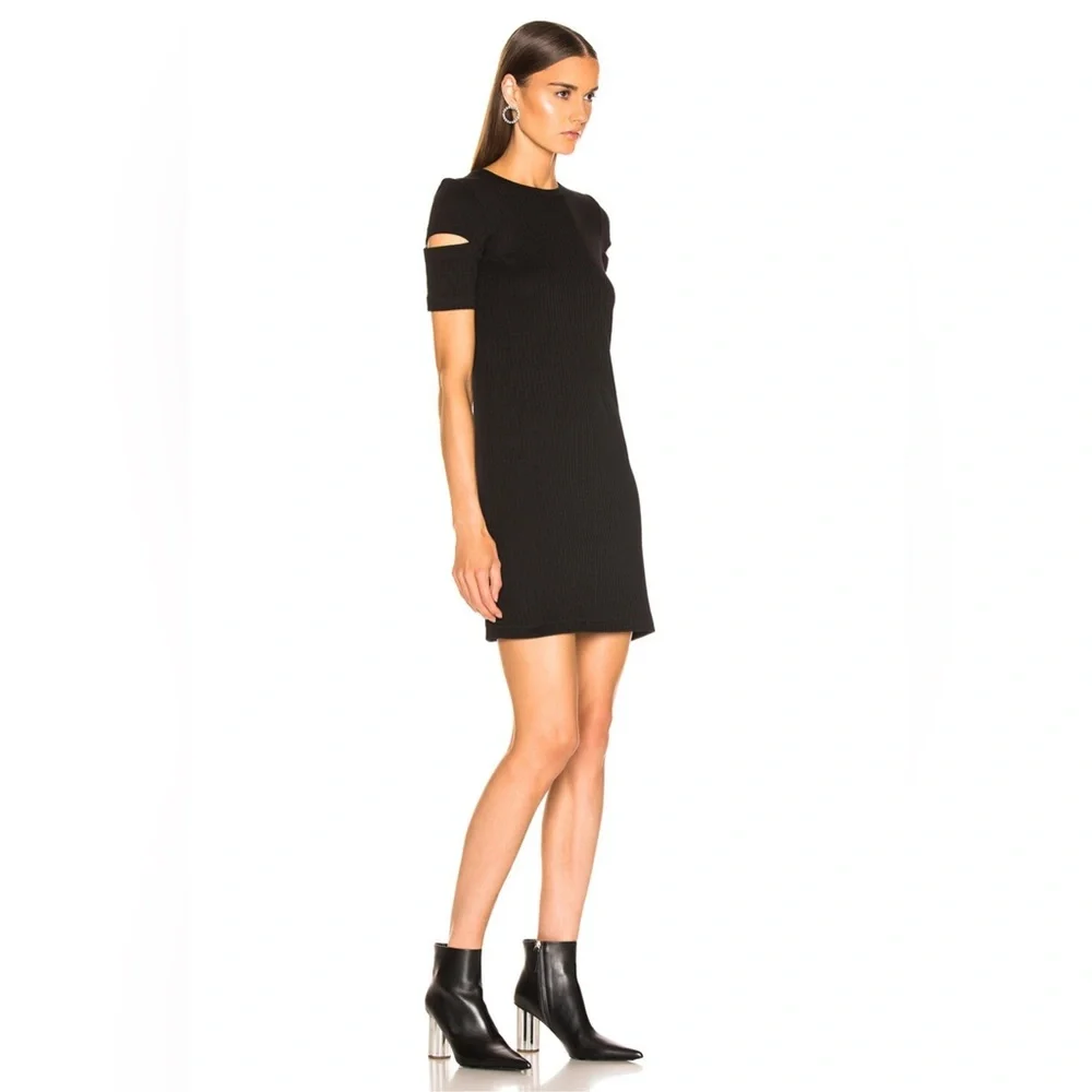 Helmut Lang Ribbed Cutout Mini Dress in Black Size Small - Picture 1 of 15